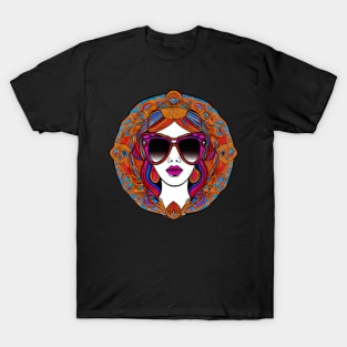 Cool vintage woman with sunglasses | T-Shirt